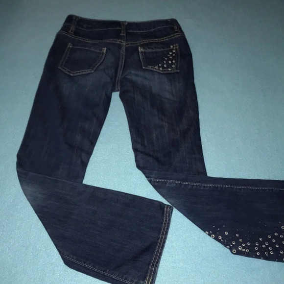 OLD NAVY boot-cut embellished blue jeans adjustable waistband size 8 - Picture 2 of 5